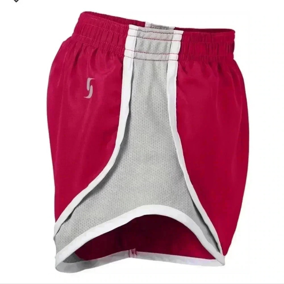NWT Soffe Girls Low Rise Cardinal Red Silver Shorty Shorts Size Medium Junior - Picture 3 of 3